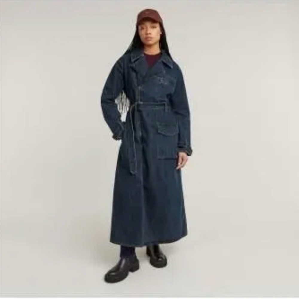 NWT G-Star Women's Denim Long Biker Trench Size Medium